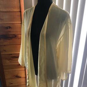 Yellow sheer kimono topper